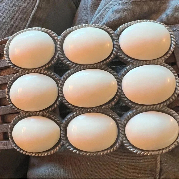 Motit 56 Wide Braided Leather Belt with Metal and Stone Buckle Made in India S - Picture 7 of 14